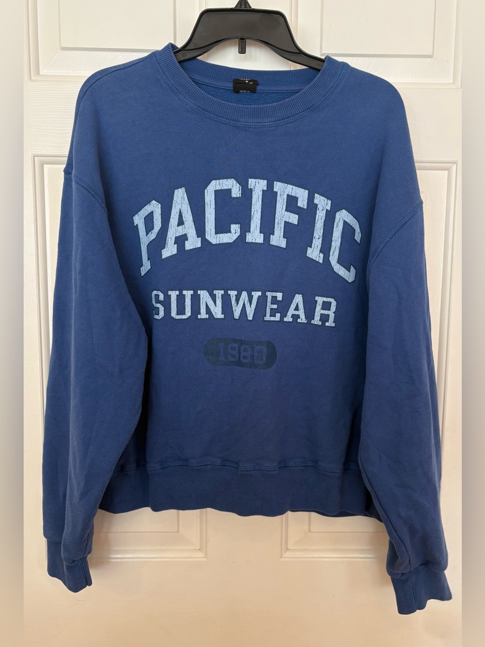 PacSun Pacific Sunwear Crewneck Sweatshirt Spell Out Logo Blue Size M
